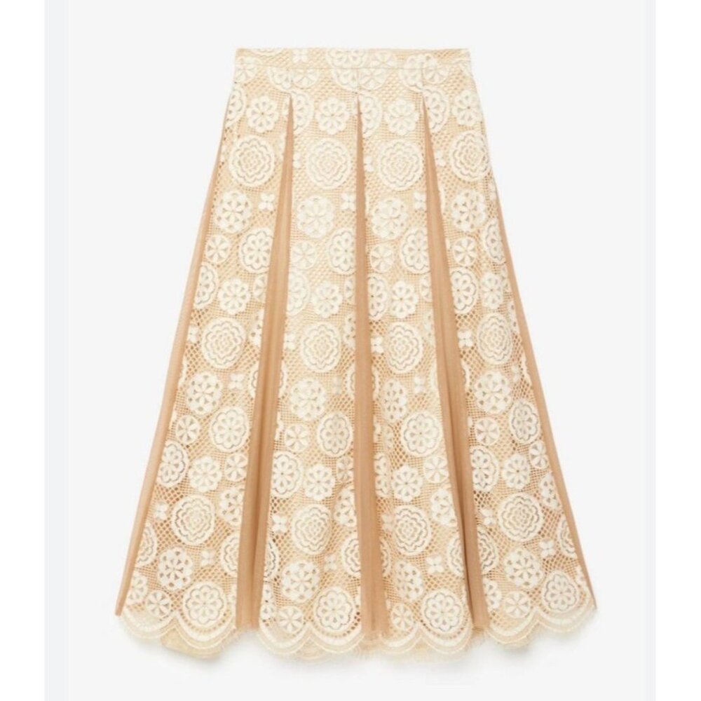 OTTOD’AME Lace Midi Skirt Floral Embroidered Italian Designer Size 4